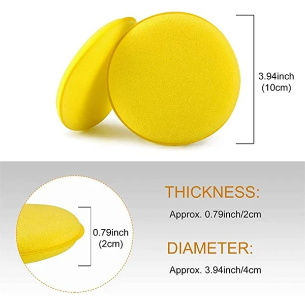 UNIESHINE Foam Applicator Pad | Wax applicator | Durable & Washable Car Polish Sponge |Ultra-Soft Applicator Sponge 11cm/4.5" Diameter (Pack of 6 Pcs) - Yellow