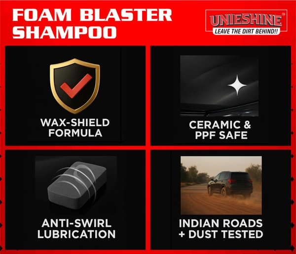 UNIESHINE Foam Wash Car Shampoo Concentrate 5L | pH Neutral Snow Foam | Extreme Suds Car Wash Soap | Safe for All Paints | Powerful Dust & Grime Removal | Professional Car Detailing Shampoo