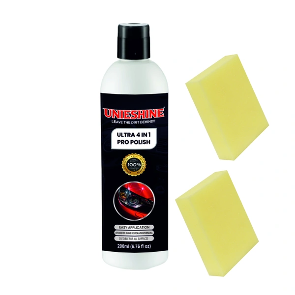 UNIESHINE All in One Car Polish 200ml Multipurpose Car Bike Polish Dashboard Plastic Fibre Restorer Polish Cream with Applicator Sponges for Shine Protection