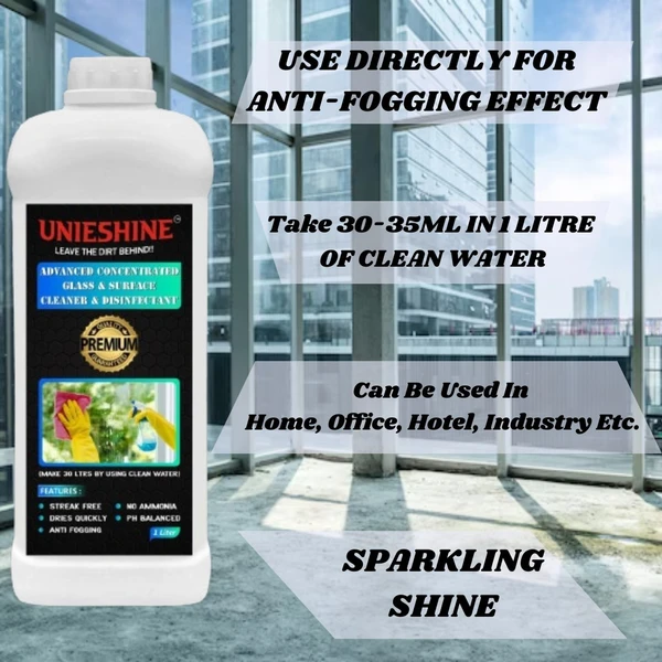 UNIESHINE  Concentrated Glass And Surface Cleaner and Anti fogging (1L) - 1L, Picton Blue