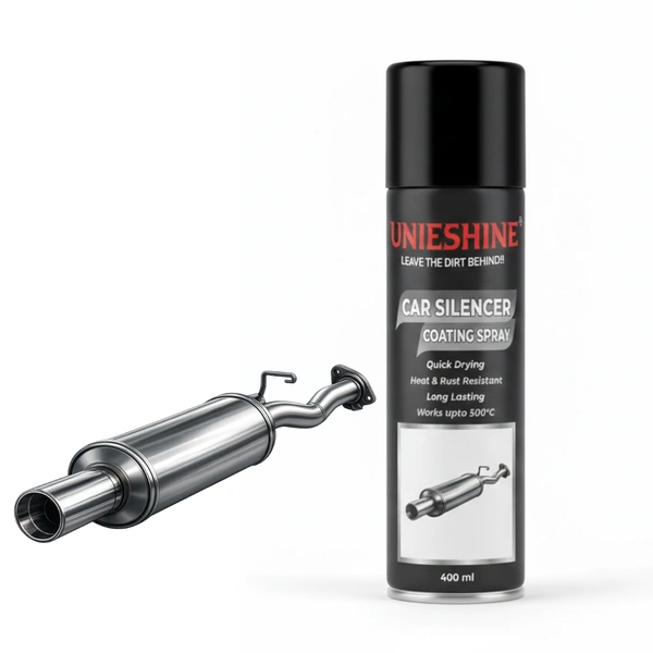 UNIESHINE Car Silencer Coating Spray 400ML – Exhaust & Underbody Anti-Rust Coating for 4 Wheelers | Silver Heat-Resistant Corrosion Protection, Diesel Wash Resistant