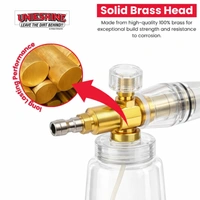 UNIESHINE Brass Adjustable Foam Cannon 1L Bottle, Heavy-Duty Transparent Snow Foam Lance for Pressure Washer, Thick Foam Car Wash & Detailing Tool