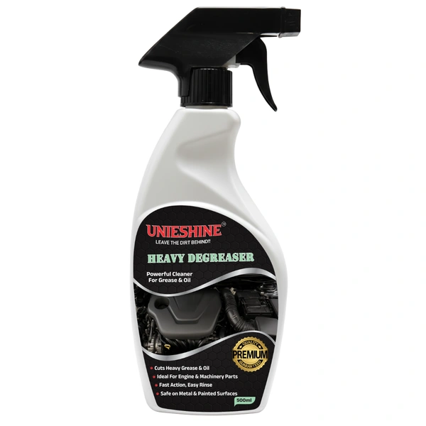 UNIESHINE Heavy Duty Degreaser 500ml Powerful Multi Surface Cleaner for Engine Bike Car Parts Removes Oil Grease Grime Fast Acting Residue Free Formula Safe on Metal Painted Surfaces