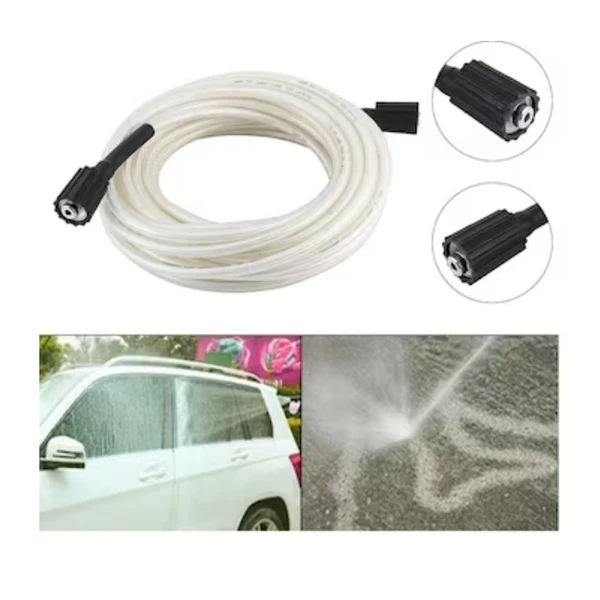 UNIESHINE White High Pressure Washer Hose Pipe 8 Meter Cord Car Washer Water Cleaning Water Hose for Pressure Washer - 8MTR