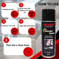 UNIESHINE Car AC Vent & Duct Cleaner Foam Spray (500ML) + Foam Interior Cleaner (500ML) with Microfiber Cloth - White