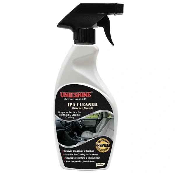UNIESHINE 500ML IPA Isopropyl Alcohol for Car Bike Detailing Surface Prep Spray Removes Oil Dirt Grime Wax Residue for Polishing Cleaning