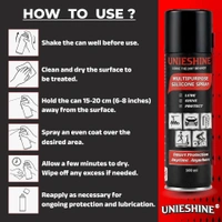 UNIESHINE Multipurpose Silicone Spray 500ML – Silicone Lubricant & Protectant for Automotive, Industrial, Home & Gym Equipment | Anti-Rust, Waterproof, Non-Sticky Formula