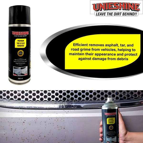 UNIESHINE Tar, Glue, and Bug Remover | Effective Cleaning Solution (500ML)