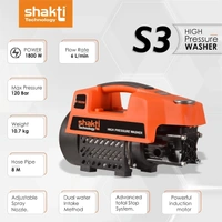 SHAKTI TECHNOLOGY Shakti Technology S3 High Pressure Car Washer Machine 1800 Watts and Pressure 120 Bar for Cleaning Car, Bike & Home