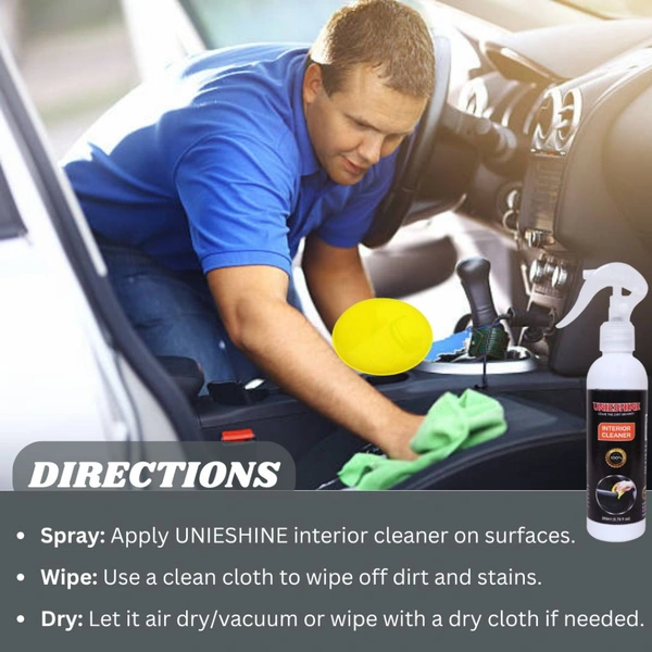 UNIESHINE Interior Cleaner (200ML) With Microfiber Cloth & Polish Applicator