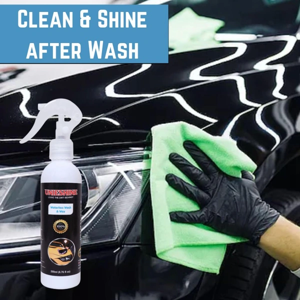 UNIESHINE Waterless Wash & Wax (200ML) With Microfiber Cloth - Cyan Aqua