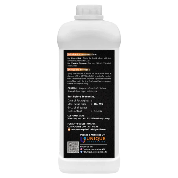 UNIESHINE  Concentrated Car Interior Cleaner (1L) - 1 LTR, Web Orange