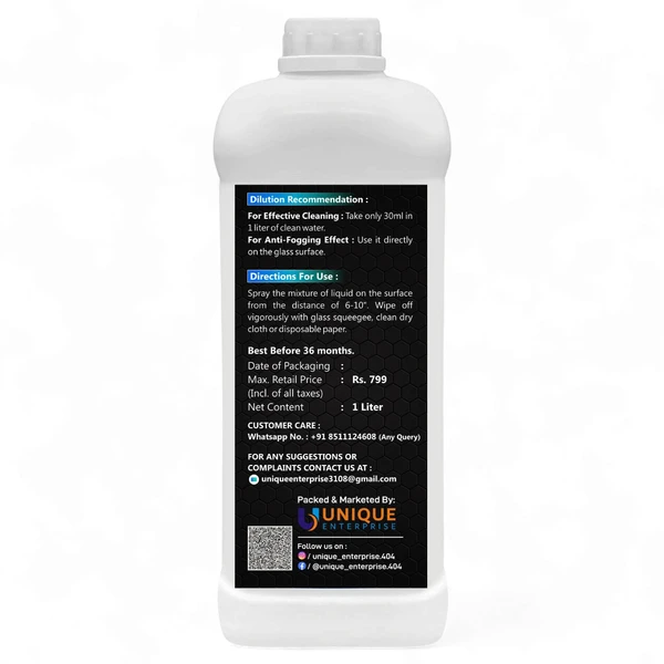 UNIESHINE  Concentrated Glass And Surface Cleaner and Anti fogging (1L) - 1L, Picton Blue