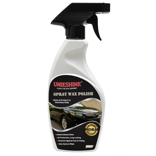 UNIESHINE Premium Liquid Wax Polish Spray 500ML with Microfiber Cloth – Car & Bike Spray Wax | Instant Shine, High Gloss Finish & Long-Lasting Paint Protection