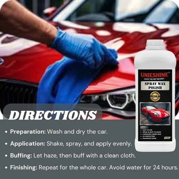 UNIESHINE Spray Wax Polish (1L) For Car & Bike