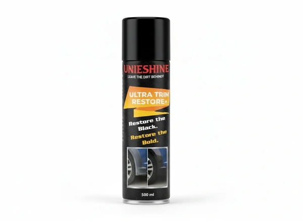 UNIESHINE Ultra Trim Restore+ 500ML – Plastic & Rubber Restorer for Car and Bike Trim | Dashboard Polish with UV Protection, Non-Greasy Long-Lasting Shine
