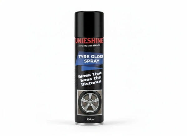 UNIESHINE Tyre Gloss Spray 500ML – Car & Bike Tire Shine Protectant | Long-Lasting Wet Look Finish, UV Resistant, Non-Sticky Rubber Dressing