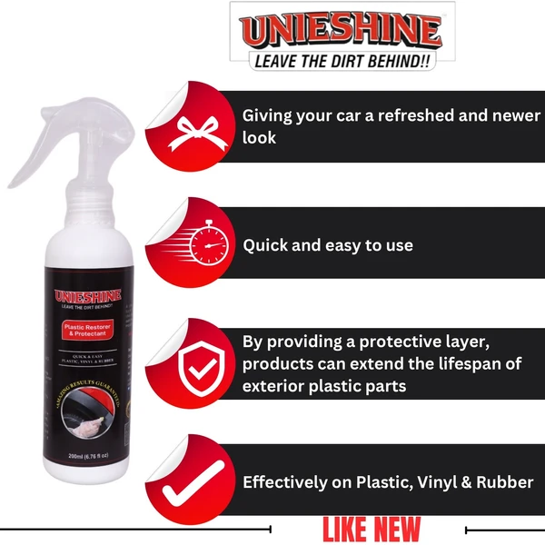 UNIESHINE Plastic Restorer (200ML) With Applicator Sponge