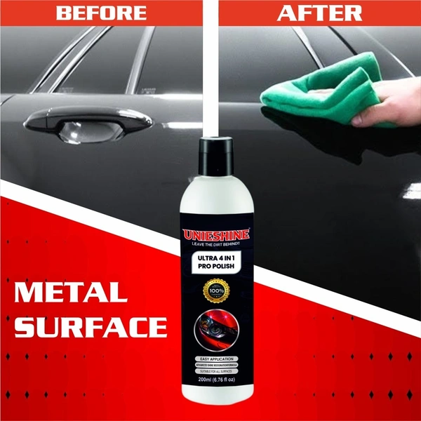 UNIESHINE All in One Car Polish 200ml Multipurpose Car Bike Polish Dashboard Plastic Fibre Restorer Polish Cream with Applicator Sponges for Shine Protection