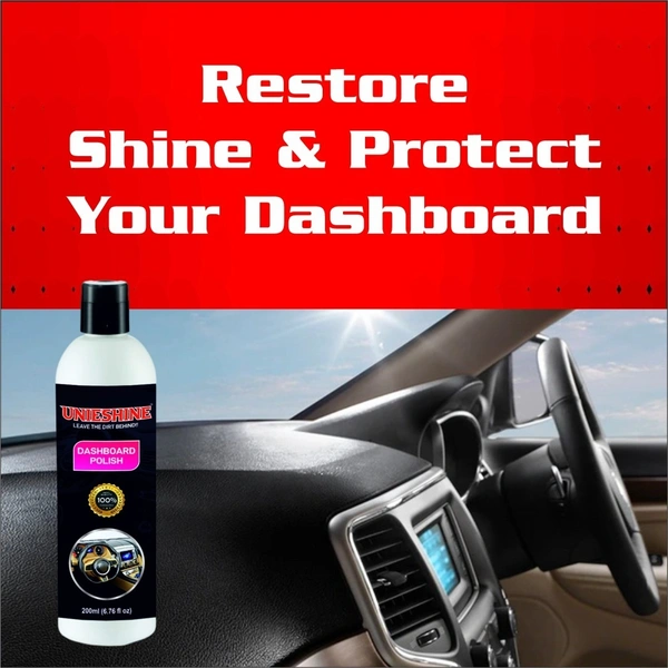 UNIESHINE Car Dashboard Dresser Polish 200ml Interior Polish for Car Bike Motorcycle Plastic Fibre Restorer UV Protection Anti Fading Crack Protection