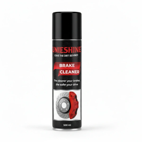 UNIESHINE Brake Cleaner Spray 500ML – Fast-Drying Disc & Brake Parts Cleaner for Car and Bike | Residue-Free Degreaser, Anti-Rust Support & Noise Reduction