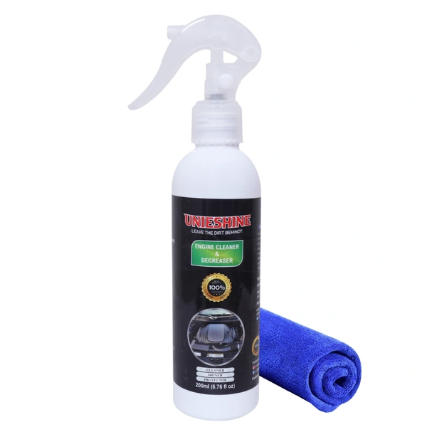 UNIESHINE Engine Cleaner Degreaser Spray 200ML with Microfiber Cloth Powerful Oil Grease Remover for Car Bike Motorcycle Engine Cleaner
