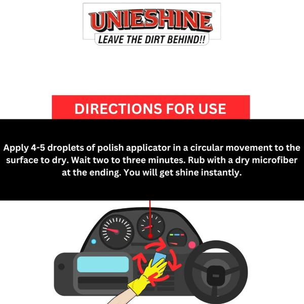 UNIESHINE Dashboard Polish (200ML) with Polish Applicator  - Pink