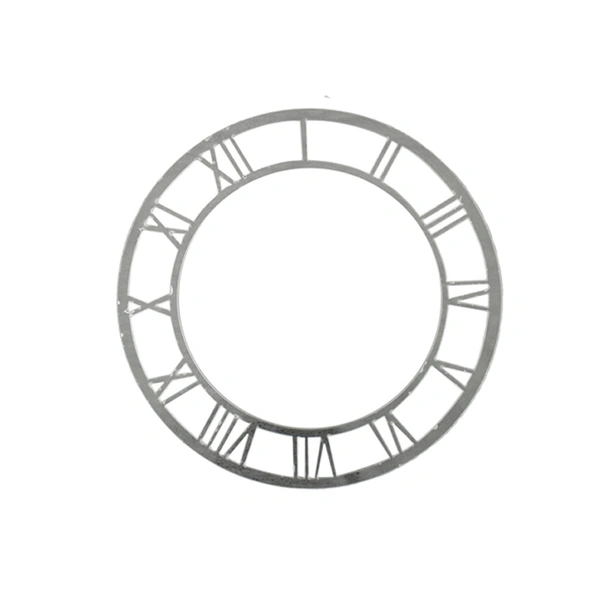 Acrylic Cutout Clock Roman Silver 8 Inch