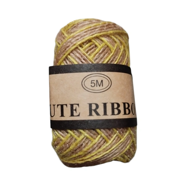 Jute Ribbon With Yellow Border 5 mtr