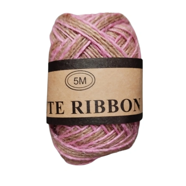 Jute Ribbon With Pink Border 5 mtr
