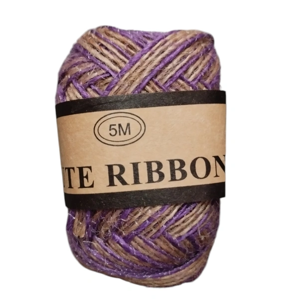 Jute Ribbon With Violet Border 5 mtr