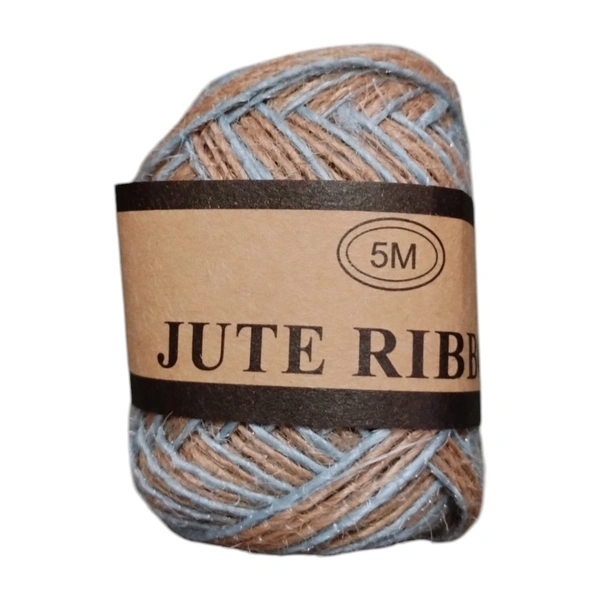 Jute Ribbon With Sky Blue Border 5 mtr