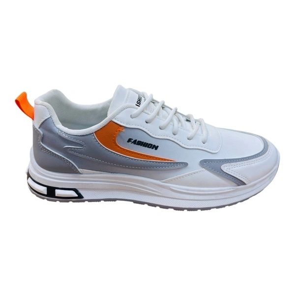 D.PORT Casual Trainers Sneakers [ SK - 104 ] - 8, WHITE & GREY