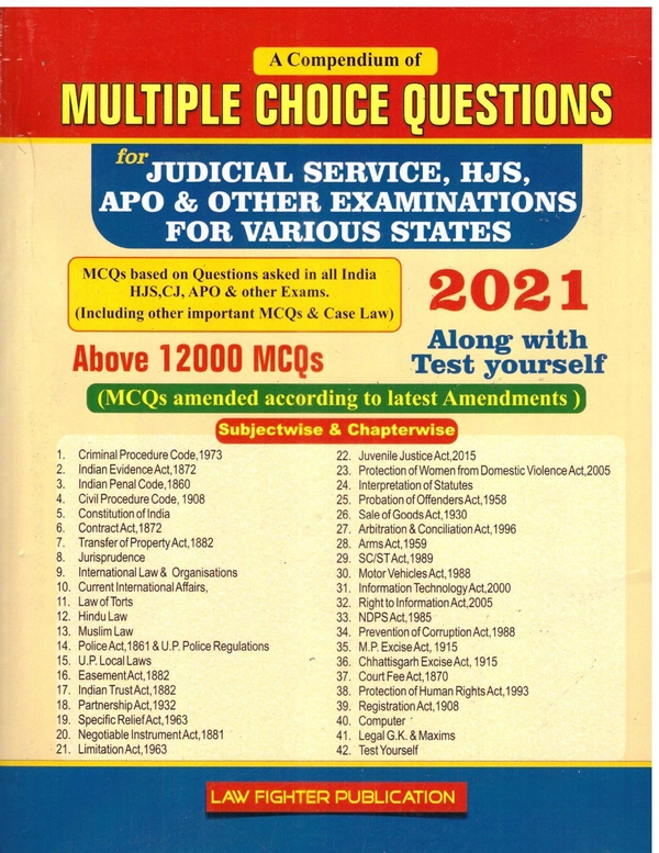 law ighter publication Prayagraj Law Fighter Multiple Choice Questions / MCQs for Judicial Service Examinations -- Law Fighter By A N SINGH ADOVOCATE HIGH COURT PRAYAGRAJ