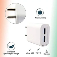 REALME CHARGER REDMI CHARGER SAMSUNG CHARGER NARZO CHARGER OPPO CHARGER Mobile Charger Dual Port 12Watt 2.4 Amp Universal All mobile supported Without Cable Fast Charger Realme 2 Pro, Realme 3, Realme 3 Pro, Realme 3i, Realme C1 Original Adapter Like Fast Charger, Android Smartphone Charger Fast Charger