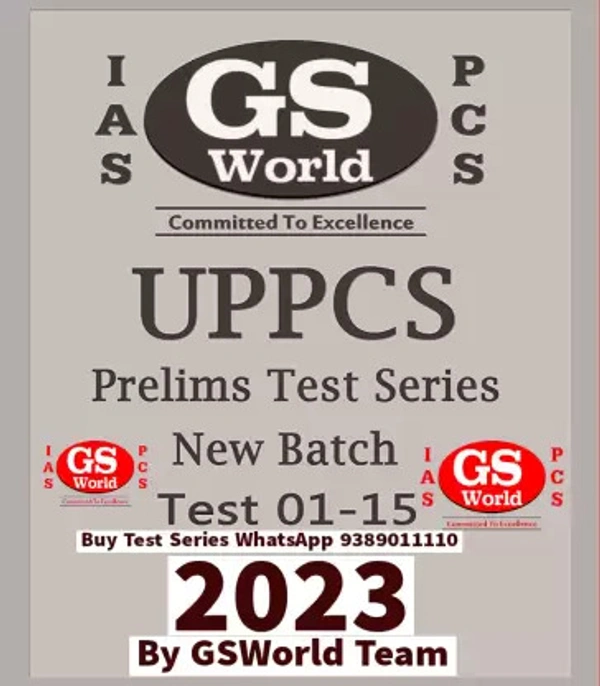 GS World IAS UPPCS Prelims Test Series 01 To 15 Questions With Solutions 2023 Bilingual Test Series UPPSC/UPPCS 2023 UPPCS Prelims Test Series Questions With Solutions Test 01 To 15 2023 Hindi /English Medium