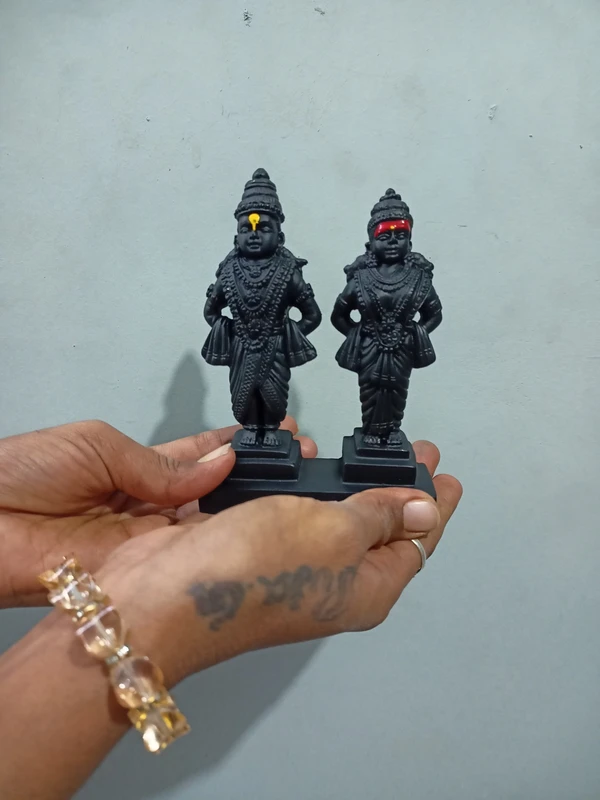 YoungRize Vitthal Rakhumai Idol Murti Statue - 11.5L x 2.5W x 15H Centimeters, 1, Black