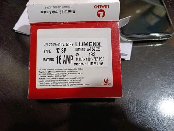 lumnex mcb 16 amp lumnex 