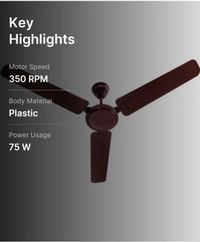 USHA Ceiling Fan ACE EX & Swift 1200mm 3 Blade  - 48", Brown