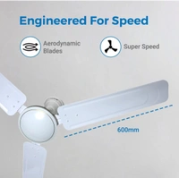SURYA Aero Ceiling Fan 1200mm 3 Blade - White, 48"