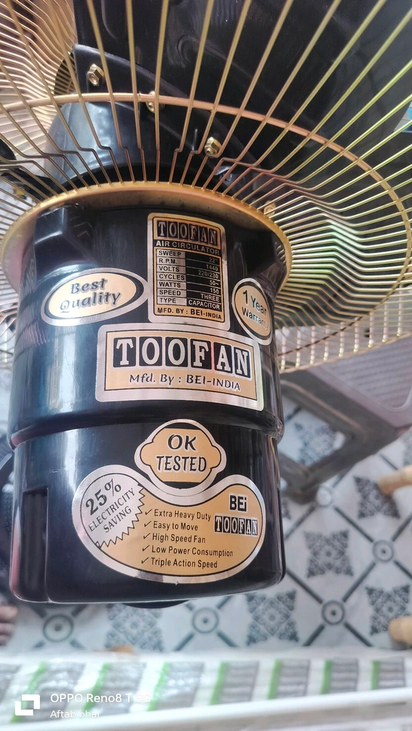 Toofan Ulta Chal Faratta Stand Fan - Black