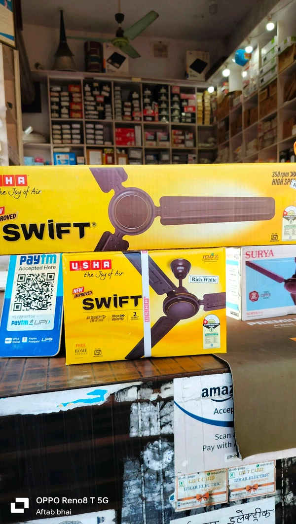 USHA SWIFT Ceiling Fan 350 RPM - Brown, 48"