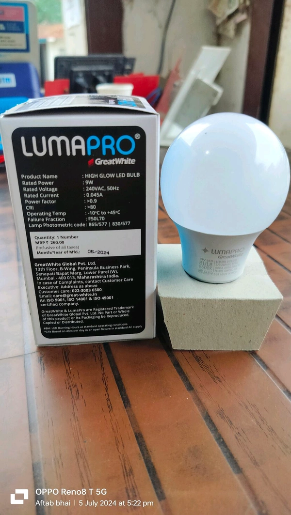 GreatWhite  LED BULB GreatWhite 9W 825 Luman - White, 9W