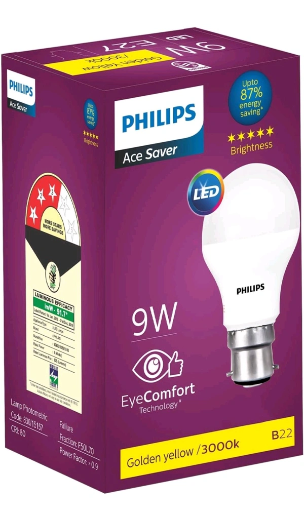 Philips  LED BULB PHILIPS 9W  - White, 30W