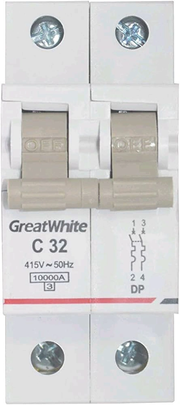 GreatWhite  MCB SINGLE POLE (SP) C6Amp  - White, 32Amp