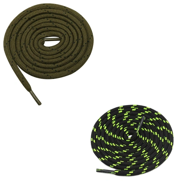 GRAH SANGRAH® (2 Pair) (1 Pair Per Single Color) Shoes Laces Athletic Shoelaces For Sport/Running Shoes Shoe Strings - 120 CM, Olive-Black Fluorescent