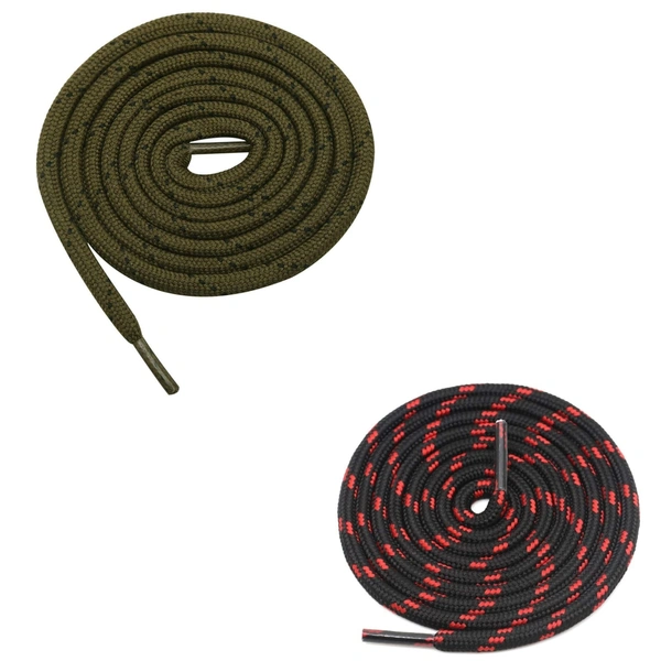 GRAH SANGRAH® (2 Pair) (1 Pair Per Single Color) Shoes Laces Athletic Shoelaces For Sport/Running Shoes Shoe Strings - 120 CM, Olive-Black Red