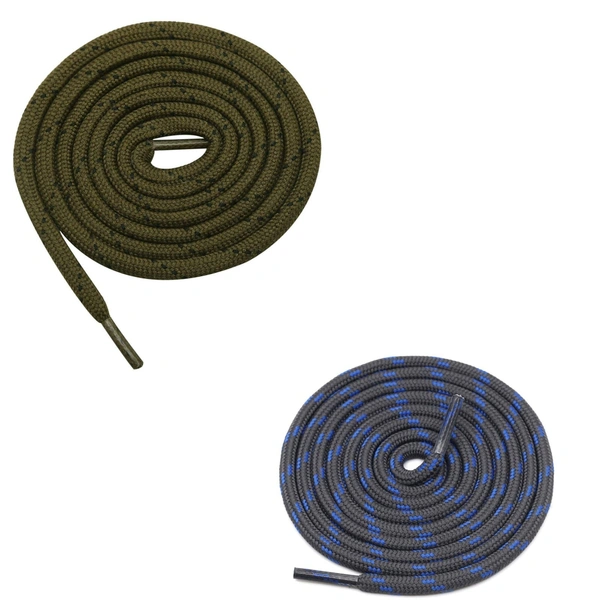 GRAH SANGRAH® (2 Pair) (1 Pair Per Single Color) Shoes Laces Athletic Shoelaces For Sport/Running Shoes Shoe Strings - 120 CM, Olive-Dark Grey Blue