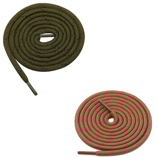 GRAH SANGRAH® (2 Pair) (1 Pair Per Single Color) Shoes Laces Athletic Shoelaces For Sport/Running Shoes Shoe Strings - 120 CM, Olive-Brown Rose Red