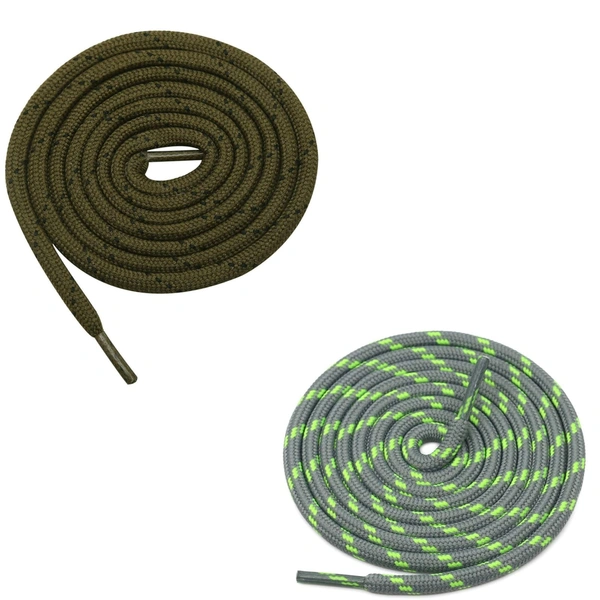 GRAH SANGRAH® (2 Pair) (1 Pair Per Single Color) Shoes Laces Athletic Shoelaces For Sport/Running Shoes Shoe Strings - 120 CM, Olive-Light Grey Green